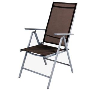 Gartenstuhl Hochlehner Aluminium - Textilen Silbergrau/Schokobraun