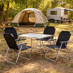 5-teiliges Campingm�bel Set Alu L70xB50xH59cm schwarz