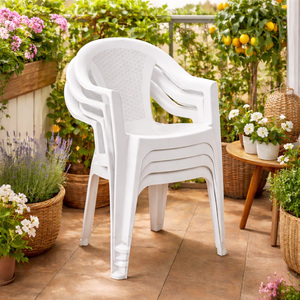 4x Outdoor Stapelstuhl Bistrostuhl Gartenstuhl Ischia Wei� Kunststoff 