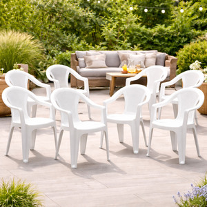 8x Outdoor Stapelstuhl Bistrostuhl Gartenstuhl Ischia Wei� Kunststoff 