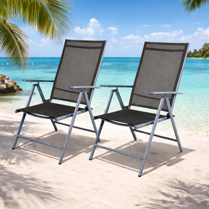 2er Klappstuhl Gartenstuhl Hochlehner Alu Textilen Silber/Anthrazit