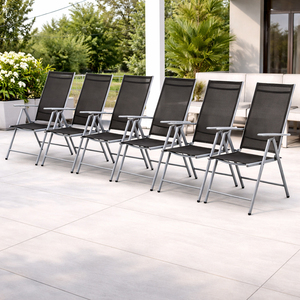 6 St�ck Garten Klappstuhl Aluminium - Textilen Silbergrau/Anthrazit