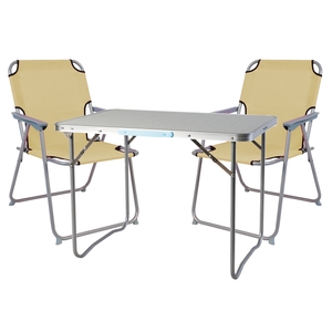 3-teiliges Campingm�bel Set Alu L70xB50xH59cm beige