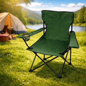 Anglersessel Campingstuhl mit Getr�nkehalter und Tasche Gr�n