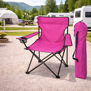 Anglersessel Campingstuhl mit Getr�nkehalter Outdoorstuhl Tasche Pink