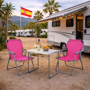 3tlg Campingm�bel Campingtisch Campingstuhl Set Alu L70xB50xH59cm pink