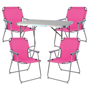 3-teiliges Campingmöbel Set Alu mit Tragegriff Camping pink L70xB50xH59cm 