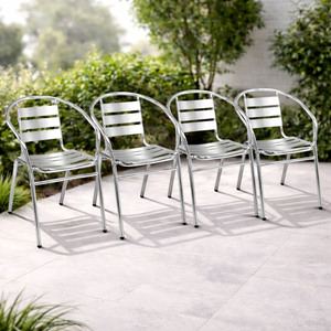 4 St�ck stabile Aluminium Bistrost�hle stapelbar Gartenstuhl