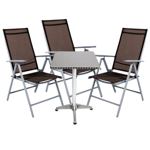 Bistrogarnitur 4-teilig Aluminium - Textilen / Schokobraun