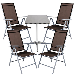 Bistrogarnitur 5-teilig Aluminium - Textilen / Schokobraun