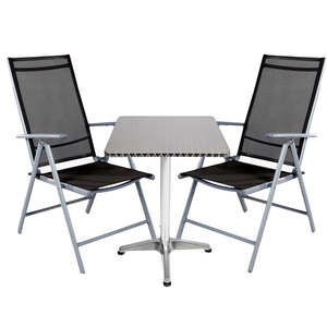 Bistrogarnitur 3-teilig Aluminium - Textilen / Anthrazit