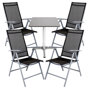 Bistrogarnitur 5-teilig Aluminium - Textilen / Anthrazit