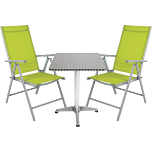 Bistrogarnitur 3-teilig Aluminium - Textilen / Lime