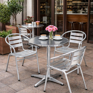 Bistrogarnitur 4-teilig Balkonset  Rund Aluminium - Edelstahl