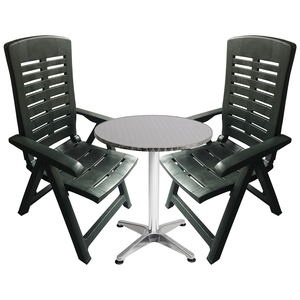 Bistro Sitzgarnitur Bistrogarnitur 3-teilig Silber/Gr�n