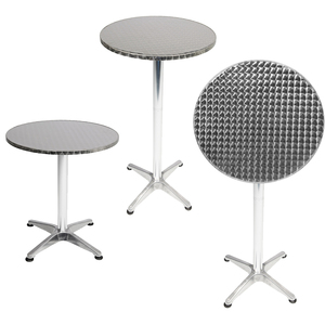 2 Stck Bistrostehtisch rund Silber 60cm H70/110cm Hhenverstellbar