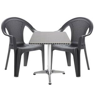 Bistrogarnitur 3-teilig Aluminium - Kunststoff Anthrazit