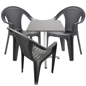 Bistrogarnitur 4-teilig Aluminium - Kunststoff Anthrazit