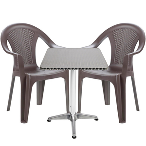 Bistrogarnitur 3-teilig Aluminium - Kunststoff Mokka