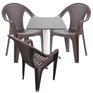 Bistrogarnitur 4-teilig Aluminium - Kunststoff Mokka