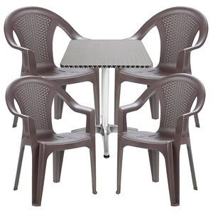 Bistrogarnitur 5-teilig Aluminium - Kunststoff Mokka