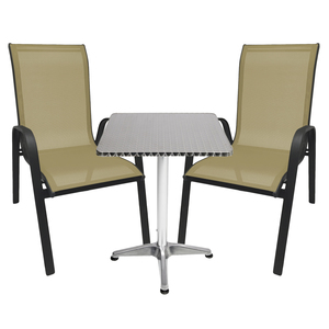 Bistro Sitzgarnitur Bistrogarnitur 3-teilig Anthrazit/Beige