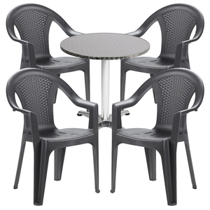 Bistrogarnitur 5-teilig Aluminium - Kunststoff Anthrazit