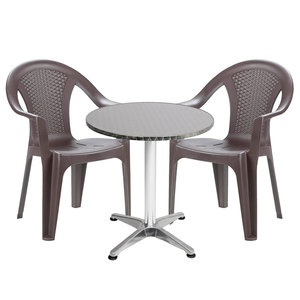 Bistrogarnitur 3-teilig Aluminium - Kunststoff Mokka