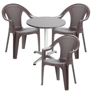 Bistrogarnitur 4-teilig Aluminium - Kunststoff Mokka