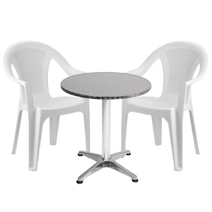 Bistrogarnitur 3-teilig Aluminium - Kunststoff Wei�
