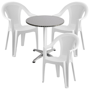 Bistrogarnitur 4-teilig Aluminium - Kunststoff Wei�