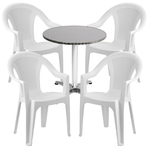Bistrogarnitur 5-teilig Aluminium - Kunststoff Wei�