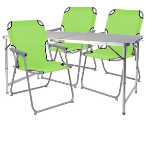 4-teiliges Campingm�bel Set Aluminium Limegr�n robust 120x60x58/70cm 