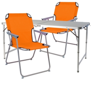 3teiliges Campingm�bel Set Alu wetterfest robust 120x60x58/70cm orange