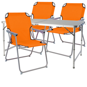 4teiliges Campingm�bel Set Alu wetterfest robust 120x60x58/70cm orange