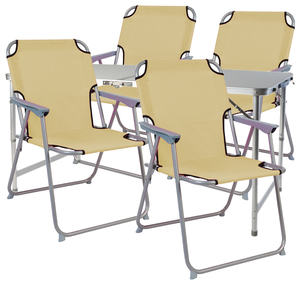 5tlg. Campingmbel Set Alu wetterfest robust120x60x58/70cm Beige
