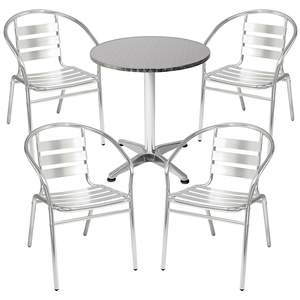 Bistrogarnitur 5-teilig Aluminium - Edelstahl