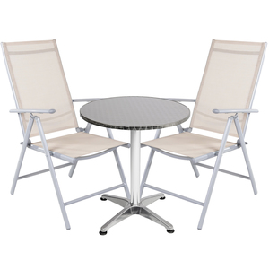 Bistro Sitzgarnitur Bistrogarnitur 3-teilig Silbergrau / Beige