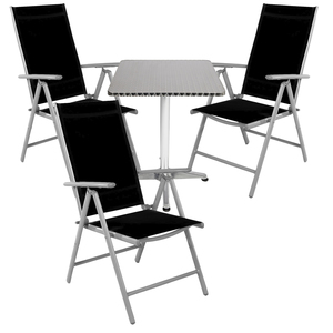 Bistrogarnitur 4-teilig Aluminium - Textilen / Schwarz