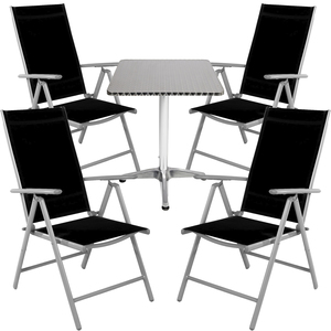 Bistrogarnitur 5-teilig Aluminium - Textilen / Schwarz