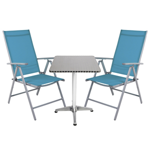 Bistrogarnitur 3-teilig Aluminium - Textilen Silber / Patrol