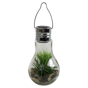 LED Glas Glhbirne zum Hngen mit Sukkulente  9 x H 18 cm