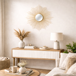 Exclusiver Wandspiegel Sonnenspiegel aus Metall in Gold 65cm