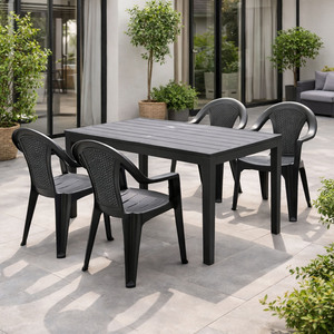 Garten Sitzgarnitur Gartenm�bel Outdoorm�bel 5tlg Anthrazit Holzoptik