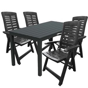 Garten Sitzgarnitur Gartenm�bel Outdoorm�bel 5tlg Anthrazit Holzoptik