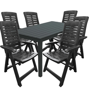 Garten Sitzgarnitur Gartenm�bel Outdoorm�bel 7tlg Anthrazit Holzoptik