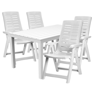 Sitzgarnitur Bistrogarnitur 5-teilig Wei� Holzoptik
