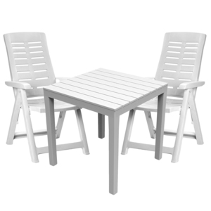 Sitzgarnitur Bistrogarnitur 3-teilig Wei� Holzoptik