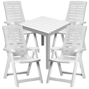 Sitzgarnitur Bistrogarnitur 5-teilig Wei� Holzoptik