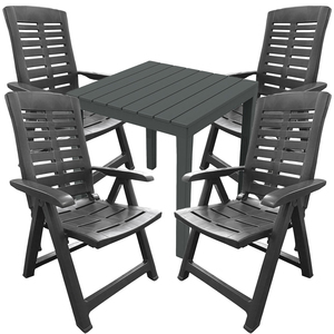 Sitzgarnitur Bistrogarnitur 5-teilig Anthrazit Holzoptik